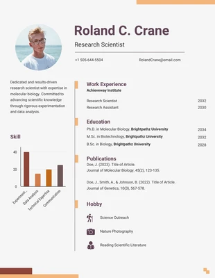 Free  Template: Cream Research Infographic Resume