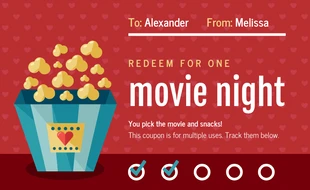 Free  Template: Movie Night Couples Voucher Coupon