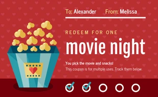 Free  Template: Coupon pour une soirée cinéma en couple