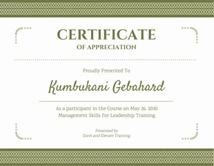 premium  Template: White And Green Minimalist Seamless Course Certificate