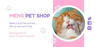 Free  Template: الوردي والأرجواني بسيط لطيف متجر الحيوانات الأليفة الحيوان تويتر راية