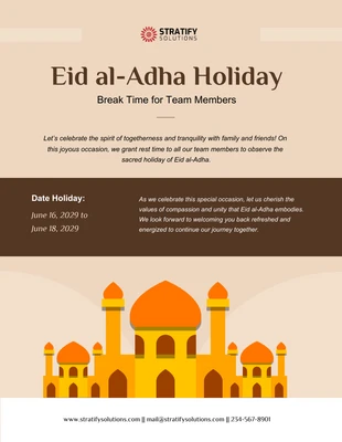 premium  Template: Temps de pause pour les membres de l'équipe : affiches de vacances de l'Aïd al-Adha