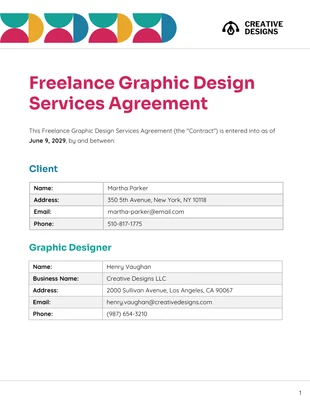 Free interactive Template: Modello di contratto per graphic designer freelance