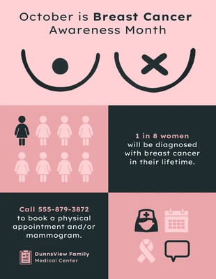 Free  Template: Folheto de conscientização sobre o câncer de mama