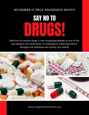 Free  Template: Poster Foto Moderna Preta de Conscientização sobre Drogas