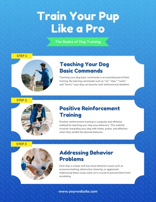 Free  Template: Pôster com gradiente azul Dicas para treinar seu cachorro