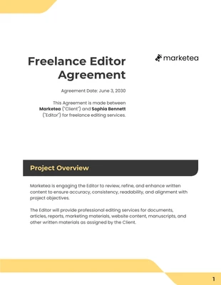 business interactive Template: Modèle de contrat de rédacteur indépendant