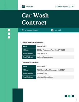 premium  Template: Plantilla de contrato de lavado de autos