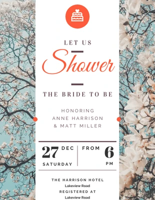 Free  Template: Light Blossoms Bridal Shower Invitation
