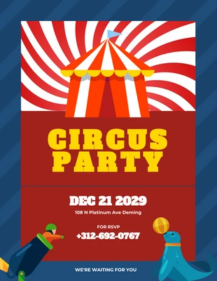 Free  Template: Blue And Red Circus Invitation