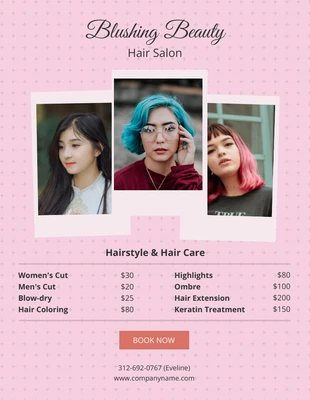 Free  Template: Salão de cabeleireiro Pink Skin Tone Flyer