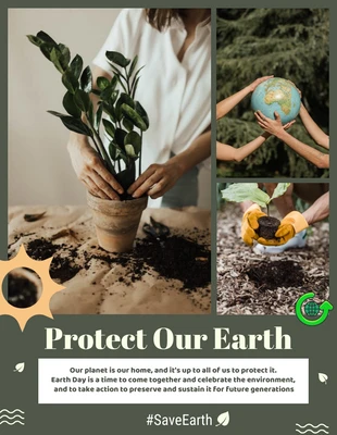 Free  Template: Affiche Sage Green pour la Journée de la Terre