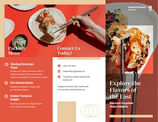 Free  Template: Folleto tríptico de restaurante sencillo en color rojo pastel