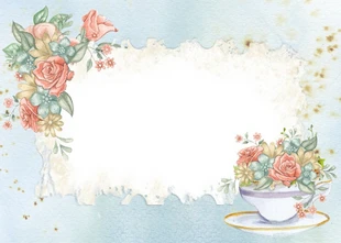 Blue Watercolor Classic Vintage Floral Wedding Thank You Postcard - Página 2