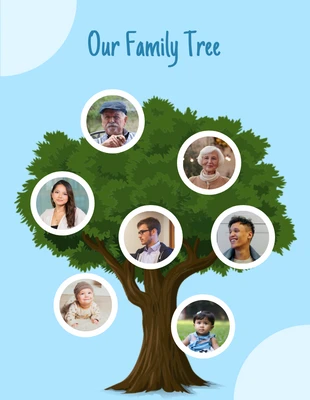 Free  Template: ملصق توضيحي بسيط لشجرة عائلتنا باللون الأزرق الفاتح