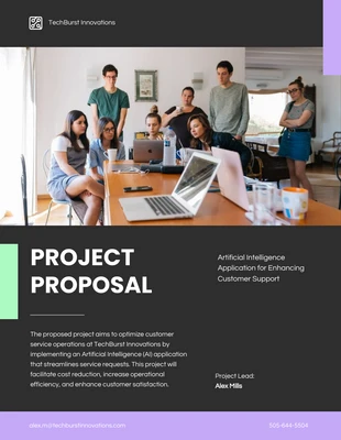 Free  Template: Black Purple And Green Neon Project Proposal