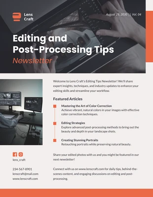 business  Template: Editing and Post-Processing Tips Newsletter