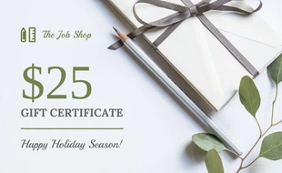 Free  Template: Simple Holiday Gift Certificate