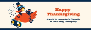 Free  Template: Marineblaue und beige einfache Illustration „Happy Thanksgiving“-Banner