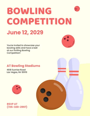 Free  Template: Convite Para Competição De Bowling Amarelo E Vermelho