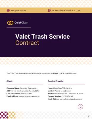 premium  Template: Valet Trash Service Contract Template
