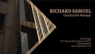 Free  Template: Dark Brown Modern Construction Business Card