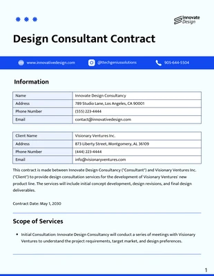 Free  Template: Modello di contratto per consulente di progettazione