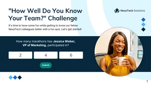 Free interactive Template: Apresentação do Quiz de Engajamento Conheça Sua Equipe