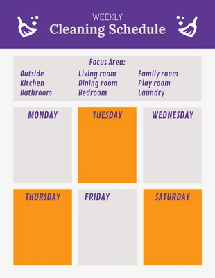 Free  Template: White And Purple Minimalist Cleaning Schedule Template