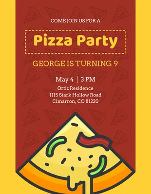 Yellow Pizza Birthday Party Invitation