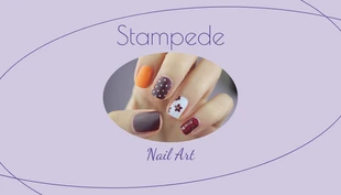 Free  Template: Line Purple Minimalist Business Card Nail-Art