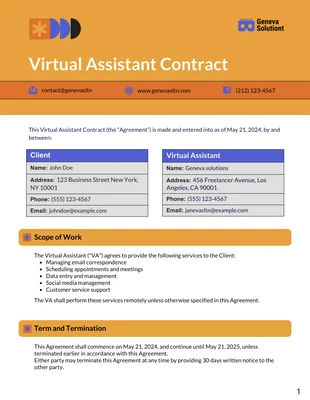 Free  Template: Modello di contratto per assistente virtuale