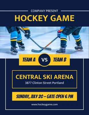 Free  Template: Flyer minimaliste bleu foncé pour un match de hockey