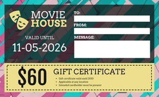 Colored Abstract Gift Certificate