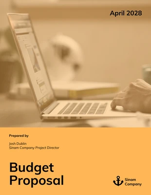 Free  Template: Plantilla de propuesta de presupuesto de color amarillo oscuro