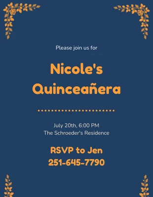 Free  Template: Floral Frame Quinceanera Invitation