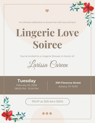 Free  Template: Soft Brown Lingerie Shower Invitation