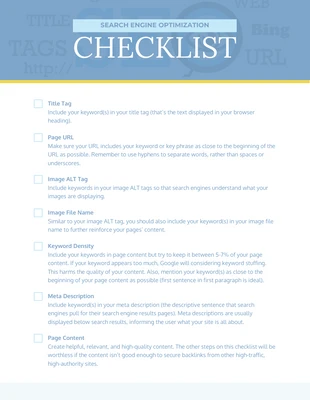 business  Template: Simple SEO Checklist