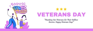 White And Light Purple Simple Happy Veteran Day Banner
