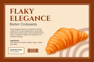 premium  Template: Rótulo de Comida Croissant Simples Marrom