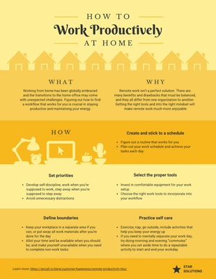 premium  Template: Gelbe Infografik Produktives Arbeiten zu Hause
