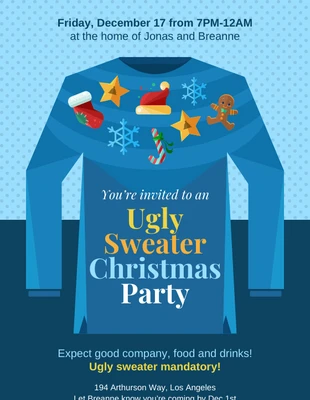 premium  Template: Einladung zur Weihnachtsfeier mit hässlichen Pullovern