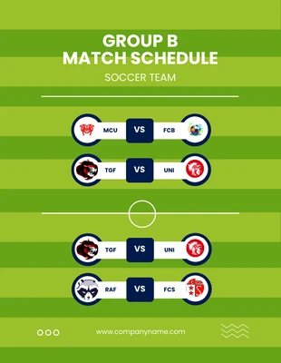 Free  Template: Modèle simple et vert de calendrier de match de football