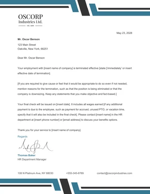 Free  Template: Blue And Black Modern Business Termination Letter