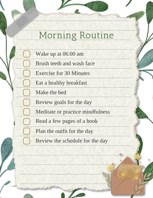 Free  Template: White Modern Floral Pattern Morning Daily Checklist