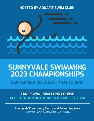 Free  Template: مسابقة سباق السباحة ، نشرة إعلانية