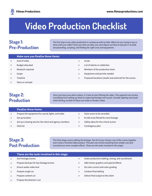 Free  Template: Video Planning Template
