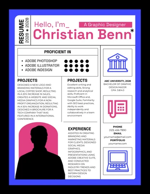 Free  Template: Black and Blue Graphic Design Resume