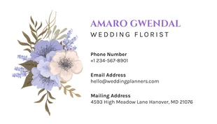 Light Purple And White Simple Floral Wedding Florist Business Card - Página 2