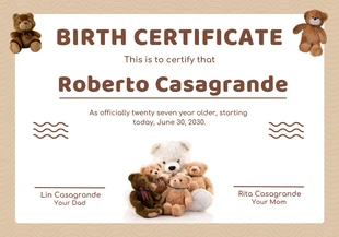 business  Template: Brown Cute Illustration Birthday Certificate